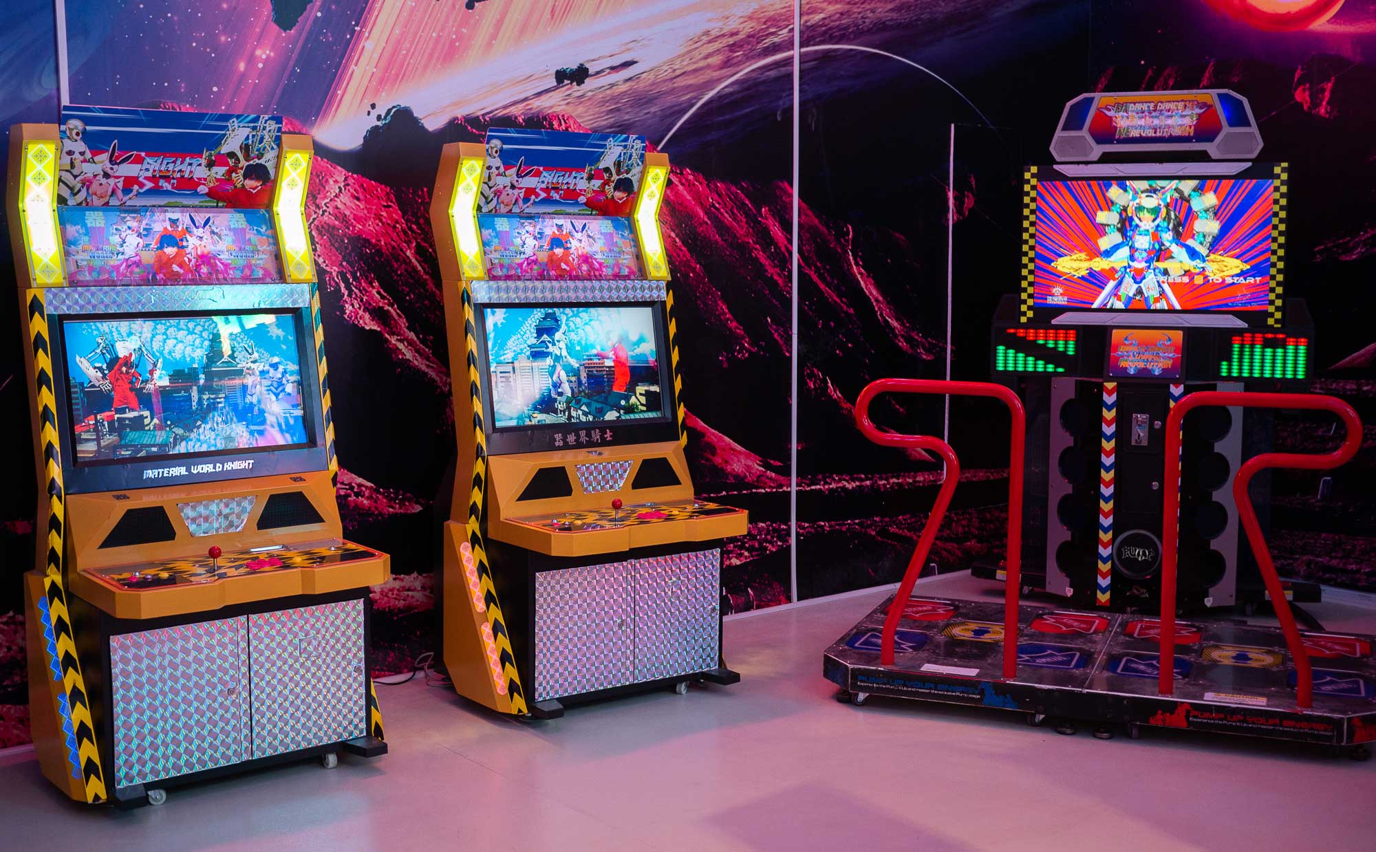 Photo of Lu Yang Dance Dance Revolution arcade machine installed at Power Station of Art