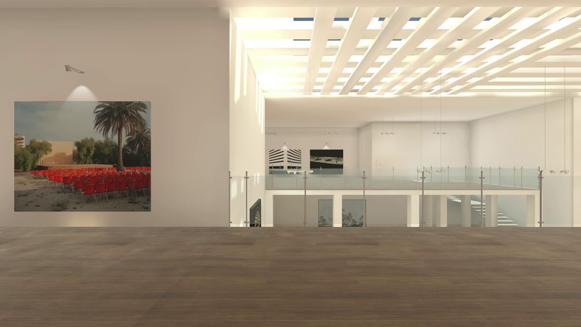 Screenshot from Sedition VR white cube gallery environment