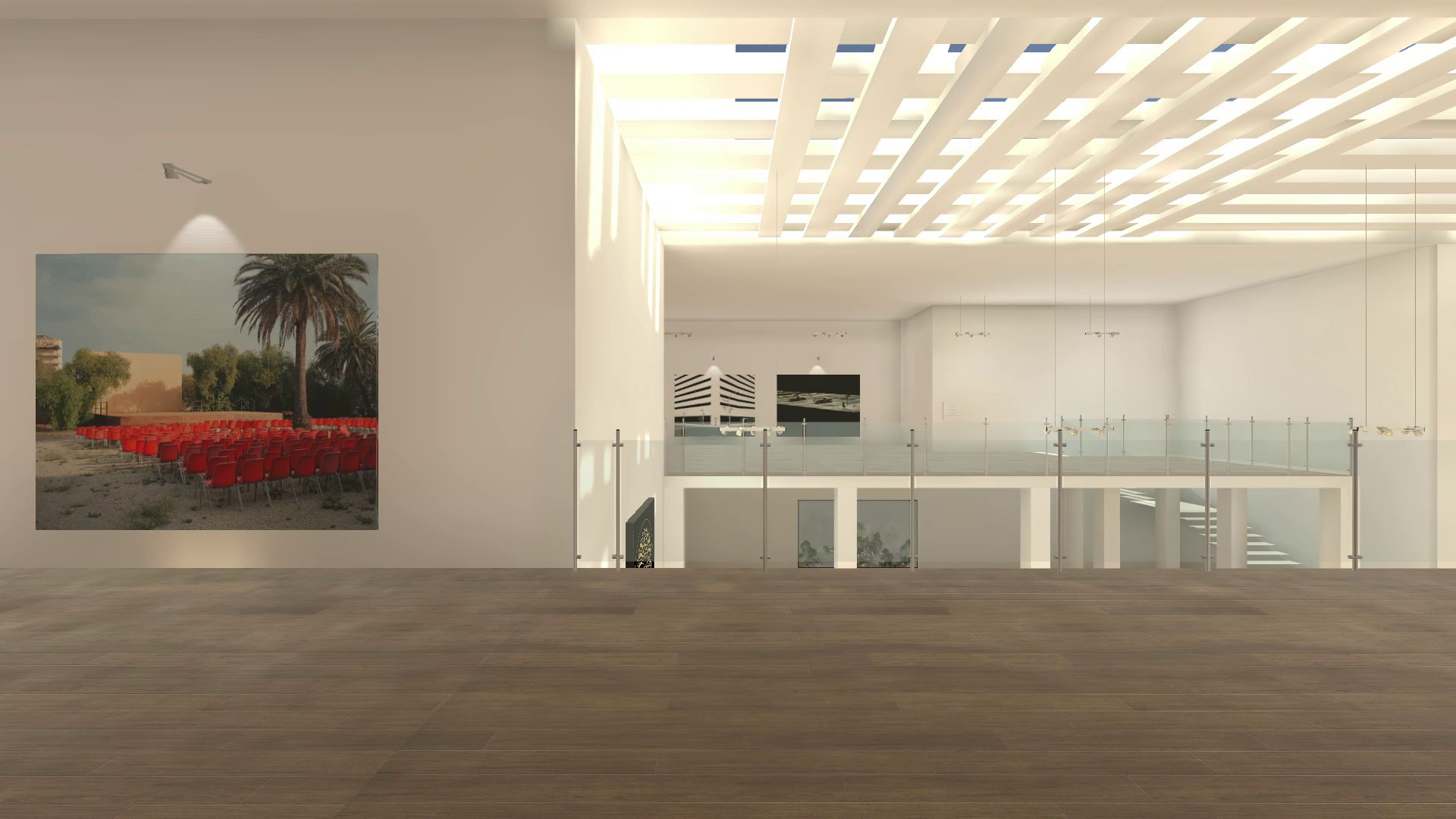 Screenshot from Sedition VR white cube gallery environment